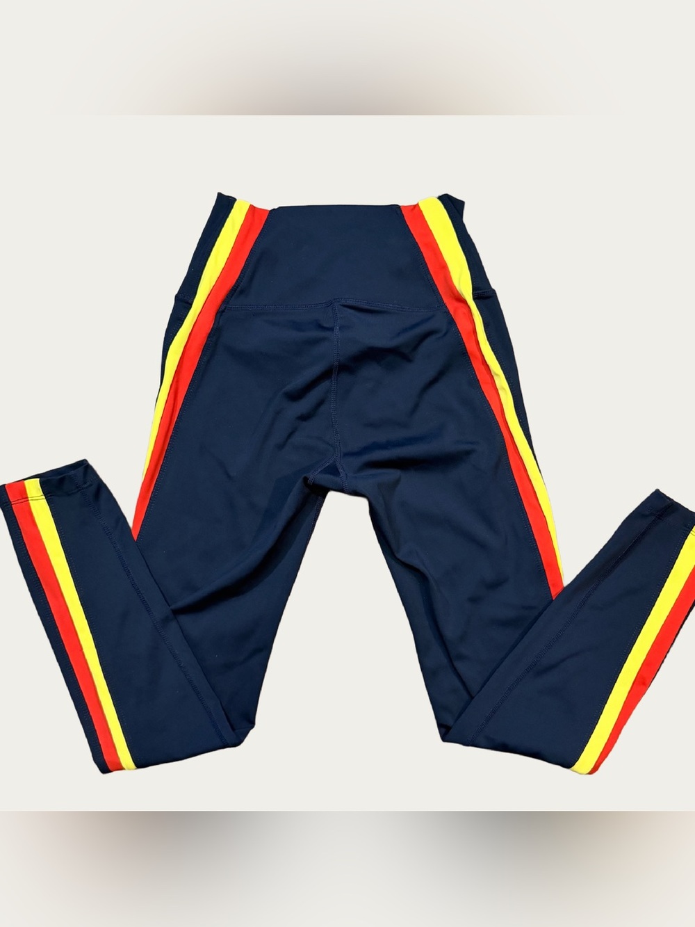 Splits59 Aerial Double Stripe Yellow/Red High Rise Leggings Med Workout Yoga